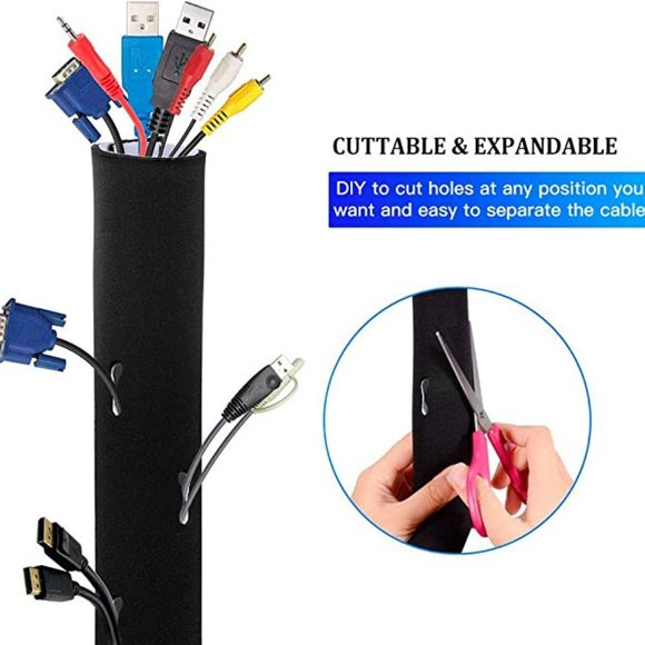 AGPTEK Cable Management Sleeve, 118" Super Long Neoprene Adjustable Cable Sleeve - Picture 6 of 7